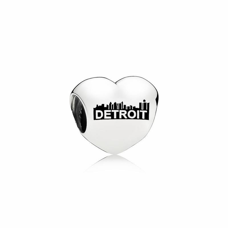 Talismane Pandora Detroit Motor City Inima Argint/Negrii (waOCgSu3)